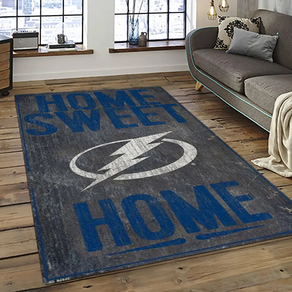 NHL Tampa Bay Lightning Hockey Team Logo Sport Carpet Rectangle Area Rug For Living Room TBL12