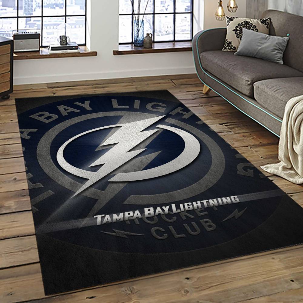 NHL Tampa Bay Lightning Hockey Team Logo Sport Carpet Rectangle Area Rug For Living Room TBL31
