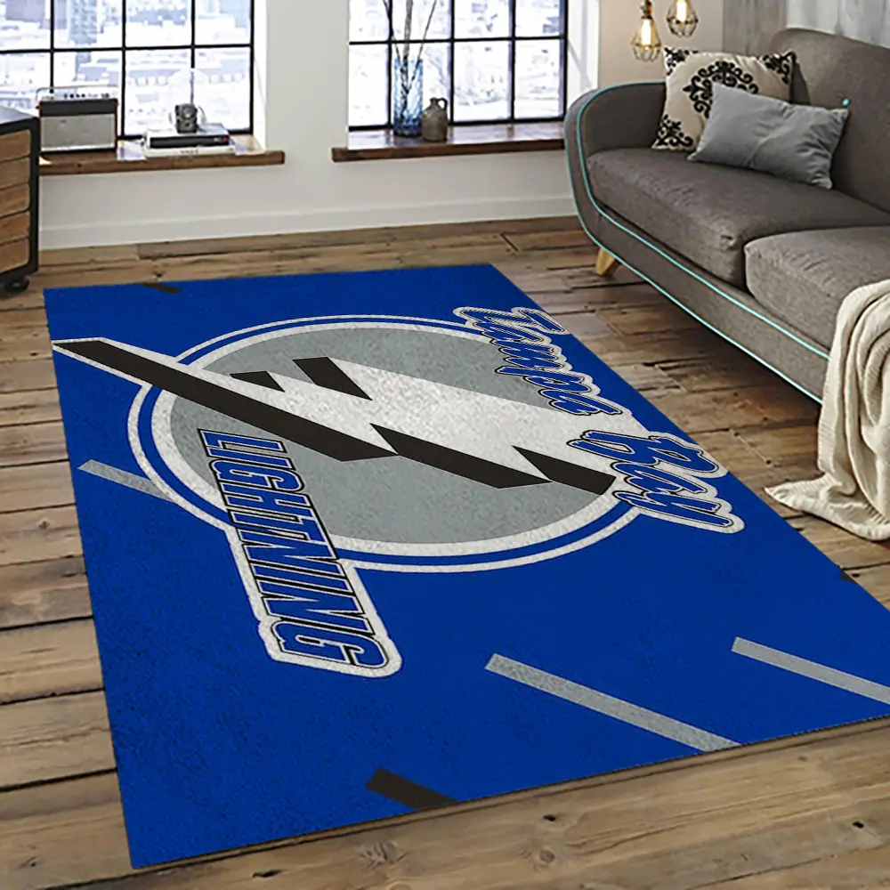 NHL Tampa Bay Lightning Hockey Team Logo Sport Carpet Rectangle Area Rug For Living Room TBL43