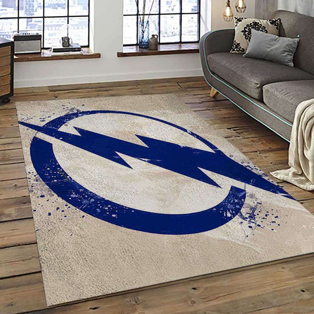 NHL Tampa Bay Lightning Hockey Team Logo Sport Carpet Rectangle Area Rug For Living Room TBL49