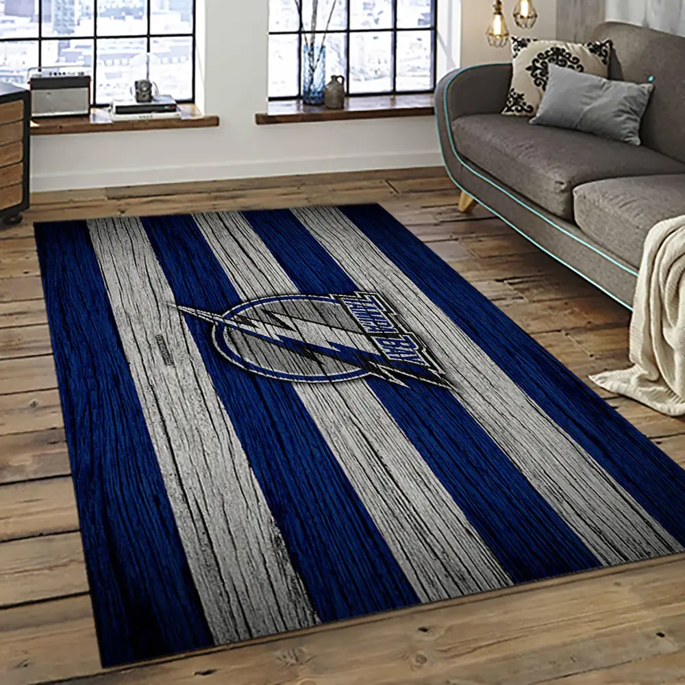 NHL Tampa Bay Lightning Hockey Team Logo Sport Carpet Rectangle Area Rug For Living Room TBL51