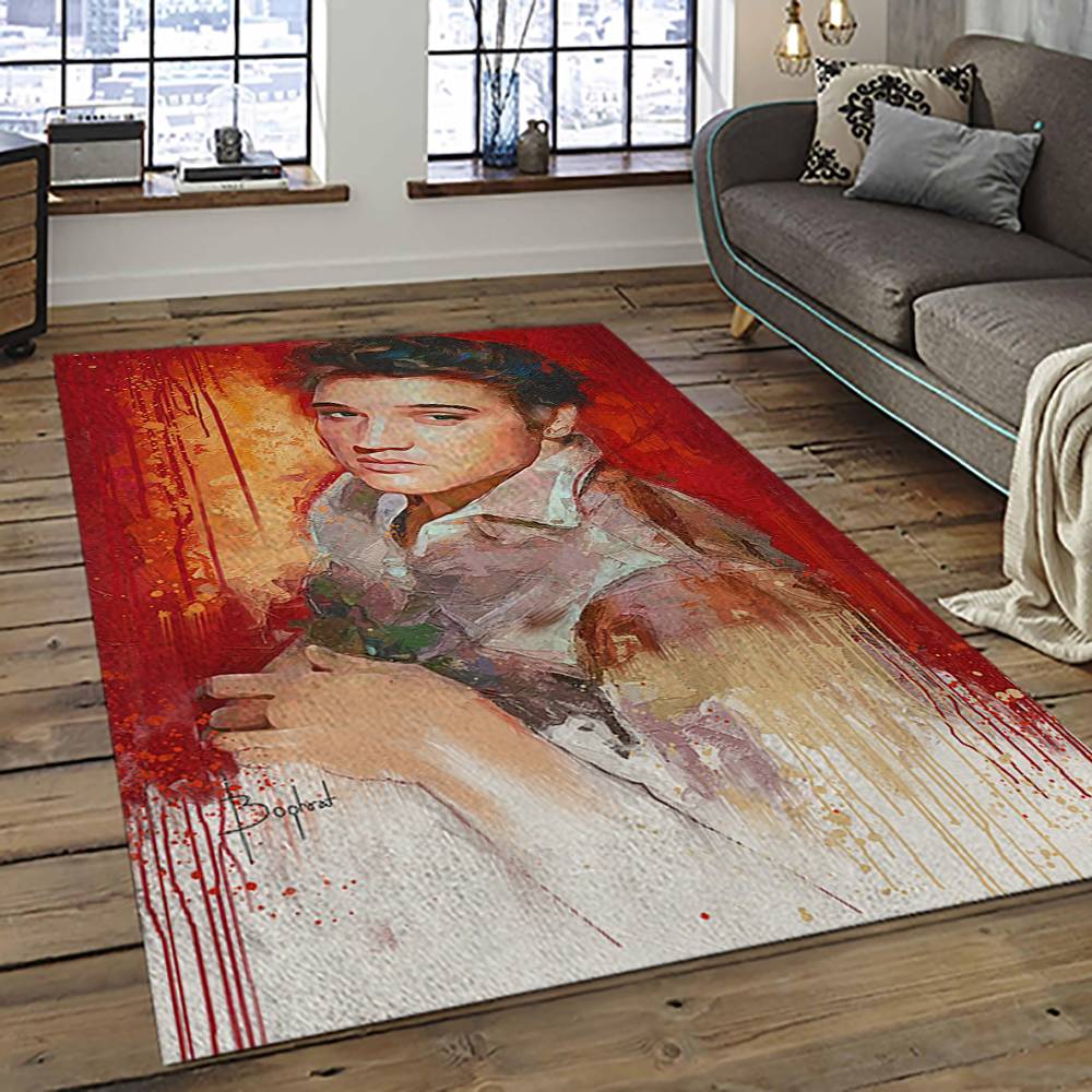 Singer Elvis Presley Music Carpet Rectangle Area Rug For Living Room Bedroom Decor EP13