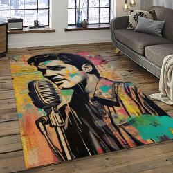 Singer Elvis Presley Music Carpet Rectangle Area Rug For Living Room Bedroom Decor EP38
