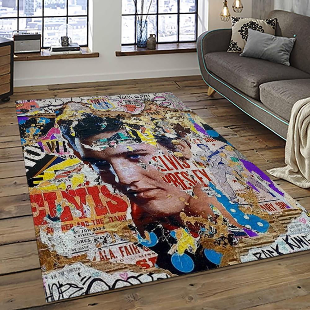 Singer Elvis Presley Music Carpet Rectangle Area Rug For Living Room Bedroom Decor EP40