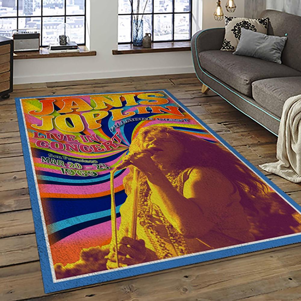 Singer Janis Joplin Music Carpet Rectangle Area Rug For Living Room Bedroom Decor JJ31