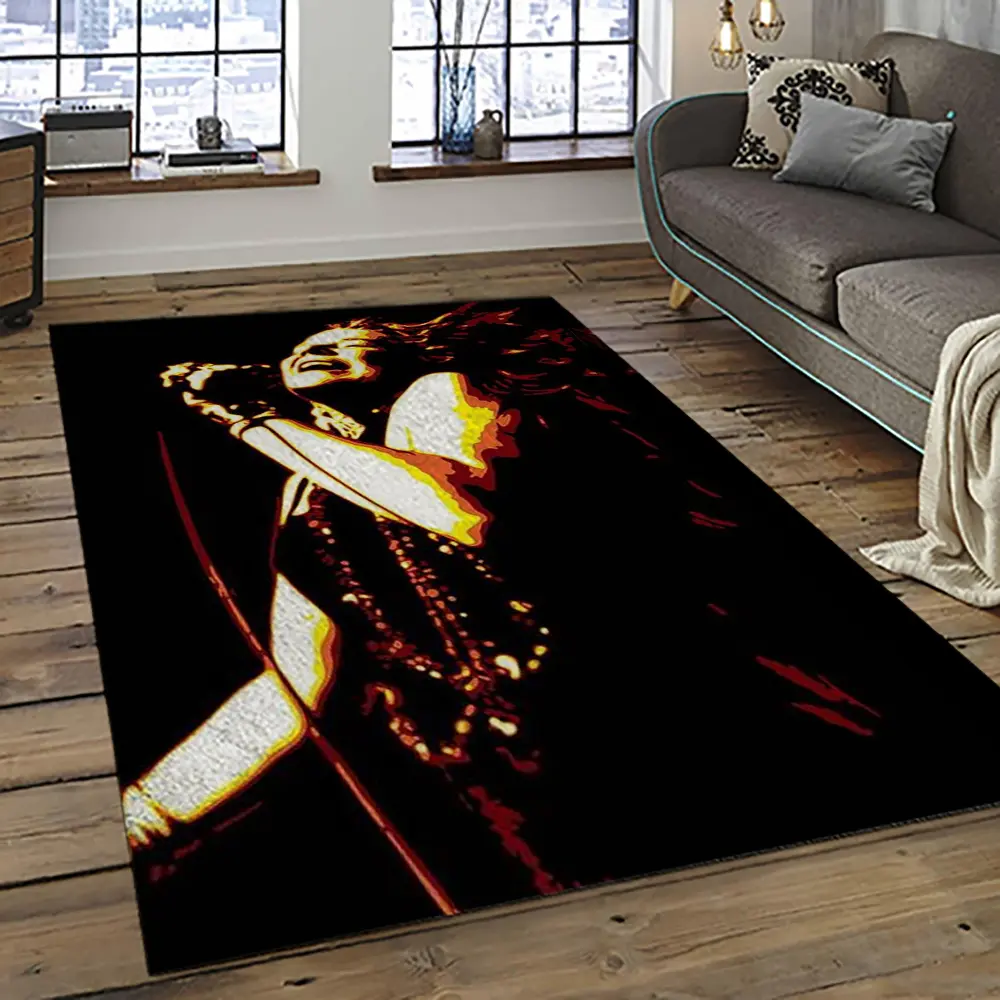 Singer Janis Joplin Music Carpet Rectangle Area Rug For Living Room Bedroom Decor JJ37