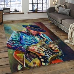 Singer Stevie Ray Vaughan Music Carpet Rectangle Area Rug For Living Room Bedroom Decor SRV04