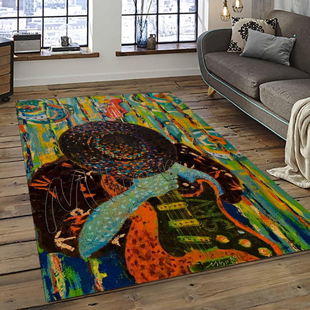 Singer Stevie Ray Vaughan Music Carpet Rectangle Area Rug For Living Room Bedroom Decor SRV07