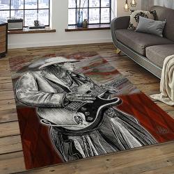 Singer Stevie Ray Vaughan Music Carpet Rectangle Area Rug For Living Room Bedroom Decor SRV17