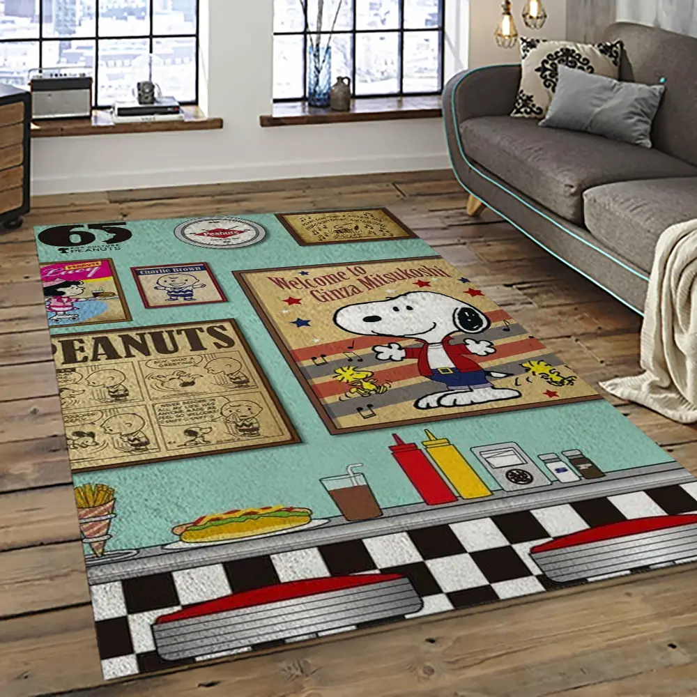 Snoopy Cartoon Movie Carpet Rectangle Area Rug For Living Room Bedroom Decor SNP82