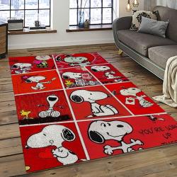 Snoopy Cartoon Movie Carpet Rectangle Area Rug For Living Room Bedroom Decor SNP96