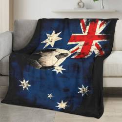Australia 2026 World Cup Fleece Blanket Personalized Soft Plush Soccer Fan Gift WC26FBAU1