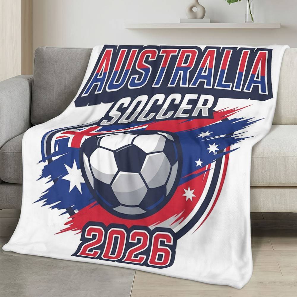 Australia 2026 World Cup Fleece Blanket Personalized Soft Plush Soccer Fan Gift WC26FBAU3