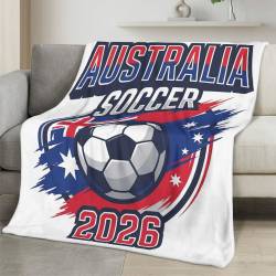 Australia 2026 World Cup Fleece Blanket Personalized Soft Plush Soccer Fan Gift WC26FBAU3