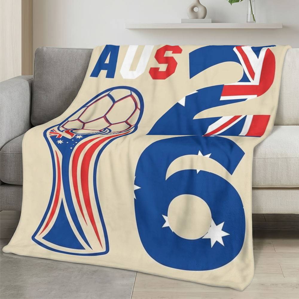 Australia 2026 World Cup Fleece Blanket Personalized Soft Plush Soccer Fan Gift WC26FBAU4