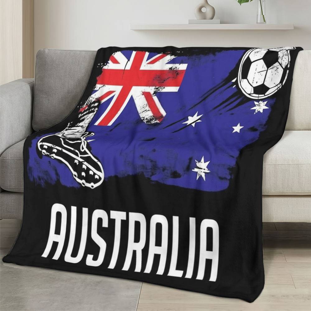 Australia 2026 World Cup Fleece Blanket Personalized Soft Plush Soccer Fan Gift WC26FBAU6
