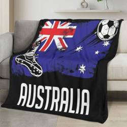 Australia 2026 World Cup Fleece Blanket Personalized Soft Plush Soccer Fan Gift WC26FBAU6