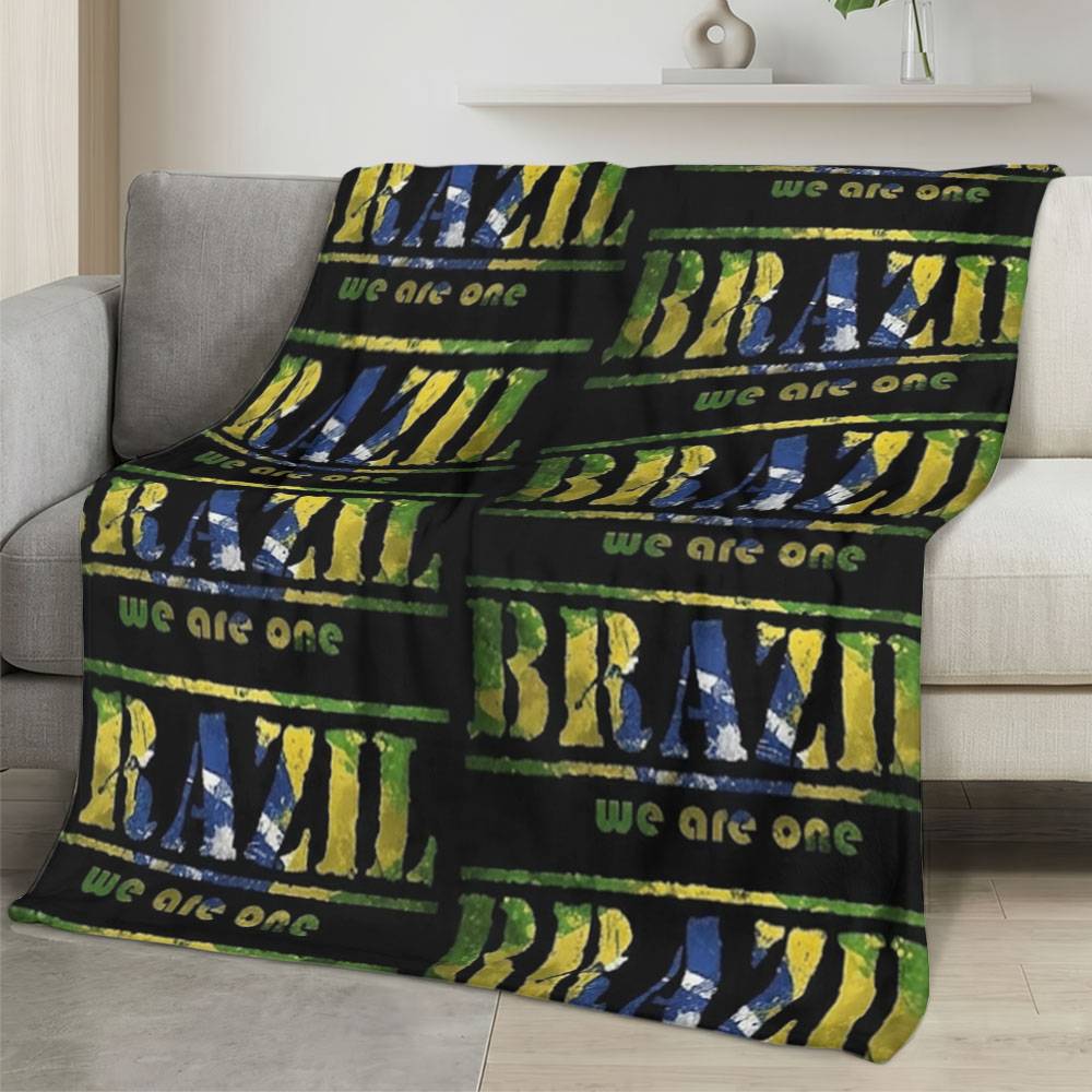 Brazil 2026 World Cup Fleece Blanket Personalized Soft Plush Soccer Fan Gift WC26FBBR10