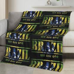 Brazil 2026 World Cup Fleece Blanket Personalized Soft Plush Soccer Fan Gift WC26FBBR10