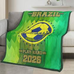 Brazil 2026 World Cup Fleece Blanket Personalized Soft Plush Soccer Fan Gift WC26FBBR11
