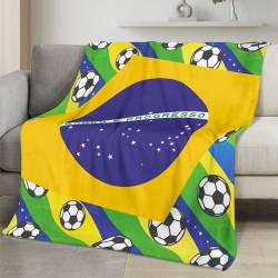Brazil 2026 World Cup Fleece Blanket Personalized Soft Plush Soccer Fan Gift WC26FBBR15