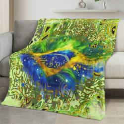 Brazil 2026 World Cup Fleece Blanket Personalized Soft Plush Soccer Fan Gift WC26FBBR16