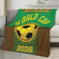 Brazil 2026 World Cup Fleece Blanket Personalized Soft Plush Soccer Fan Gift WC26FBBR18