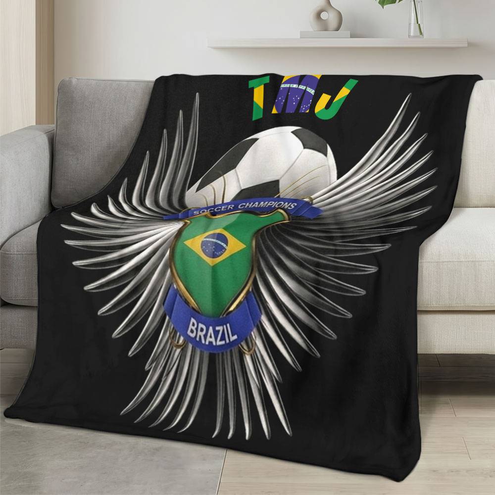 Brazil 2026 World Cup Fleece Blanket Personalized Soft Plush Soccer Fan Gift WC26FBBR2