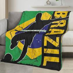 Brazil 2026 World Cup Fleece Blanket Personalized Soft Plush Soccer Fan Gift WC26FBBR22