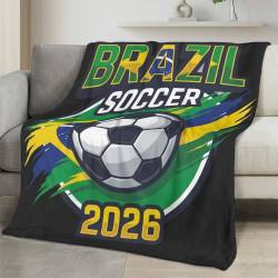 Brazil 2026 World Cup Fleece Blanket Personalized Soft Plush Soccer Fan Gift WC26FBBR23