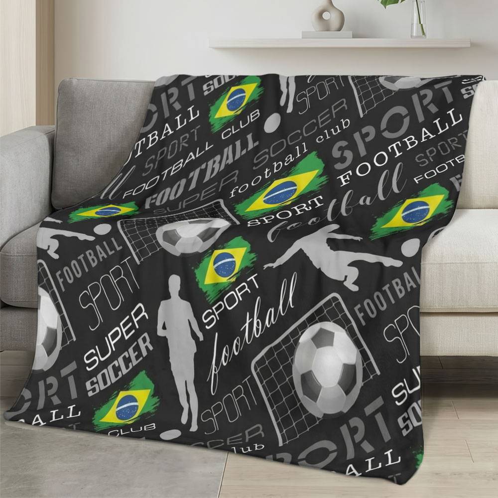Brazil 2026 World Cup Fleece Blanket Personalized Soft Plush Soccer Fan Gift WC26FBBR3