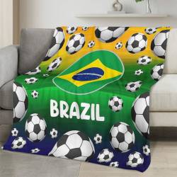 Brazil 2026 World Cup Fleece Blanket Personalized Soft Plush Soccer Fan Gift WC26FBBR6