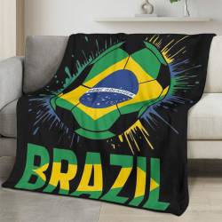 Brazil 2026 World Cup Fleece Blanket Personalized Soft Plush Soccer Fan Gift WC26FBBR7