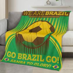 Brazil 2026 World Cup Fleece Blanket Personalized Soft Plush Soccer Fan Gift WC26FBBR8