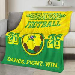 Brazil 2026 World Cup Fleece Blanket Personalized Soft Plush Soccer Fan Gift WC26FBBR9
