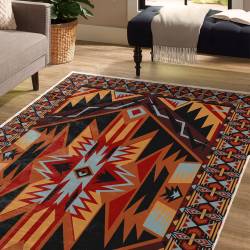 Burnt Orange Native American Aztec Area Rug Pattern LUX72