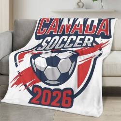 Canada 2026 World Cup Fleece Blanket Personalized Soft Plush Soccer Fan Gift WC26FBCA4