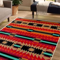 Colorful Striped Tribal Aztec Area Rug Pattern LUX51