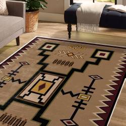 Earthy Tribal Native Aztec Border Area Rug Pattern LUX55