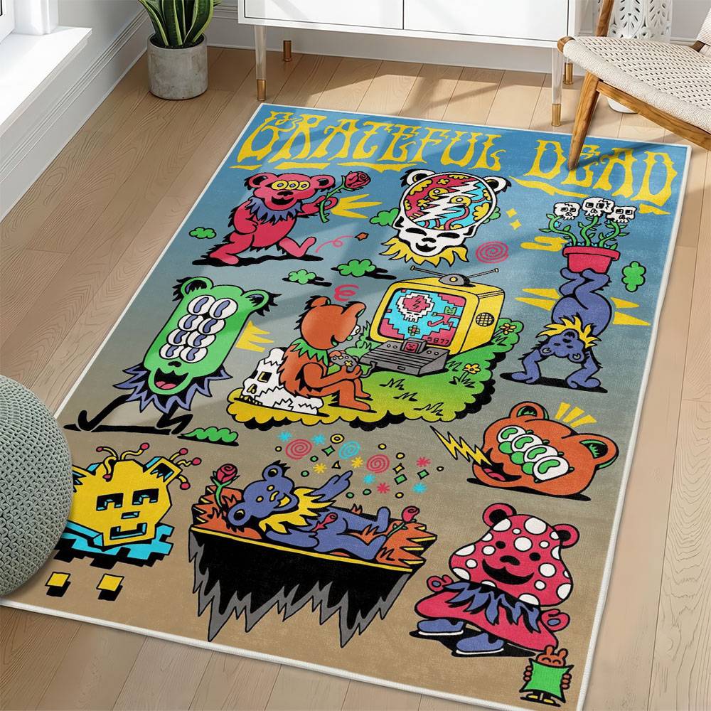 Grateful Dead Area Rug Non-slip Rock Music Carpet Gift Idea For Fans GFD43