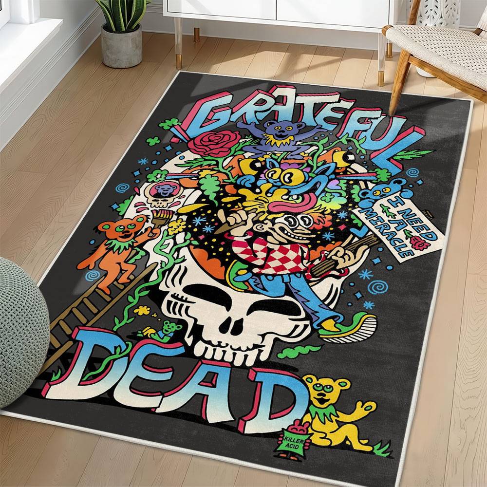 Grateful Dead Area Rug Non-slip Rock Music Carpet Gift Idea For Fans GFD44