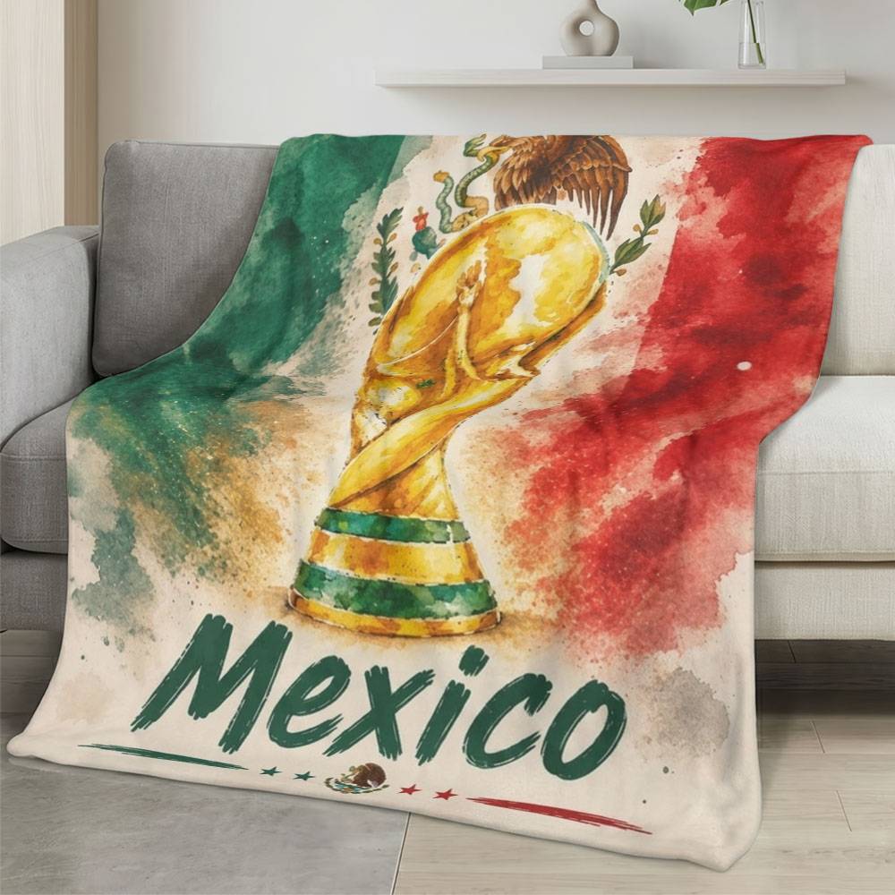 Mexico 2026 World Cup Fleece Blanket Personalized Soft Plush Soccer Fan Gift WC26FBMX10