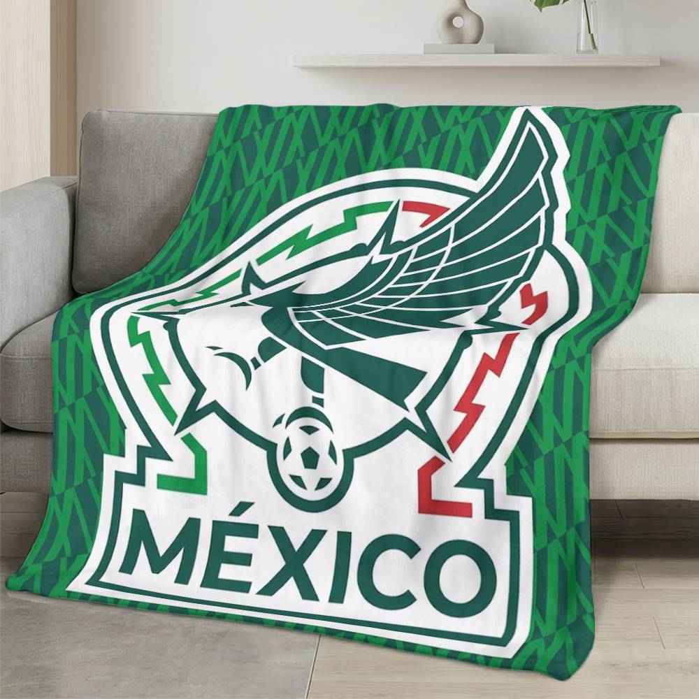 Mexico 2026 World Cup Fleece Blanket Personalized Soft Plush Soccer Fan Gift WC26FBMX12