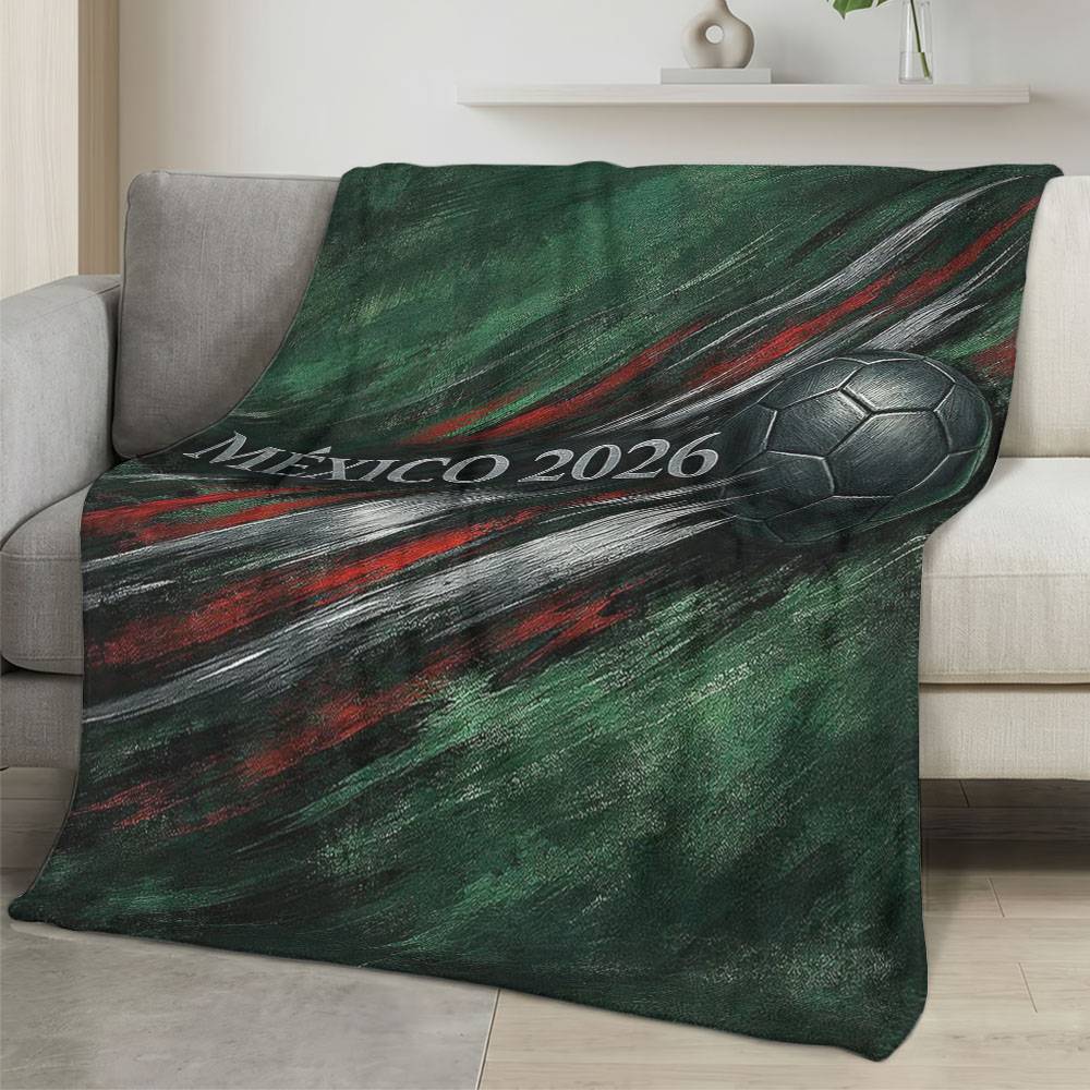 Mexico 2026 World Cup Fleece Blanket Personalized Soft Plush Soccer Fan Gift WC26FBMX16
