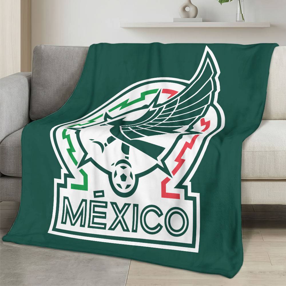 Mexico 2026 World Cup Fleece Blanket Personalized Soft Plush Soccer Fan Gift WC26FBMX19