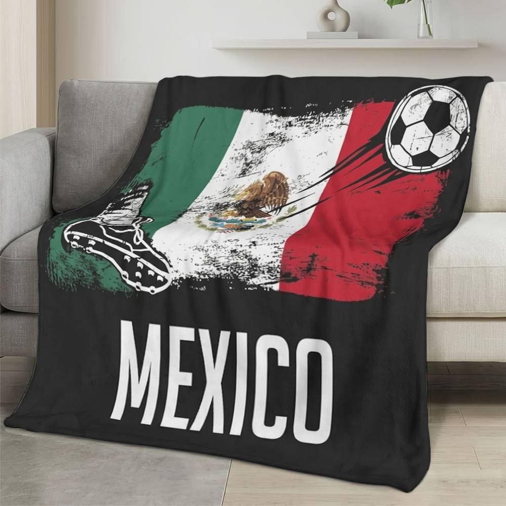 Mexico 2026 World Cup Fleece Blanket Personalized Soft Plush Soccer Fan Gift WC26FBMX22