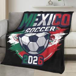 Mexico 2026 World Cup Fleece Blanket Personalized Soft Plush Soccer Fan Gift WC26FBMX3