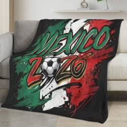 Mexico 2026 World Cup Fleece Blanket Personalized Soft Plush Soccer Fan Gift WC26FBMX6