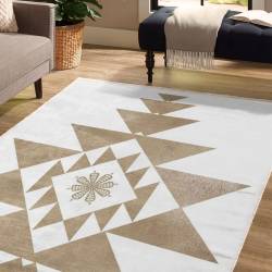 Minimal Beige Aztec Star Area Rug Pattern LUX57