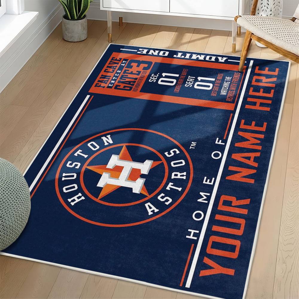 MLB Houston Astros Area Rug Non-Slip Baseball Carpet Home Decor Gift Idea For Fans HA116
